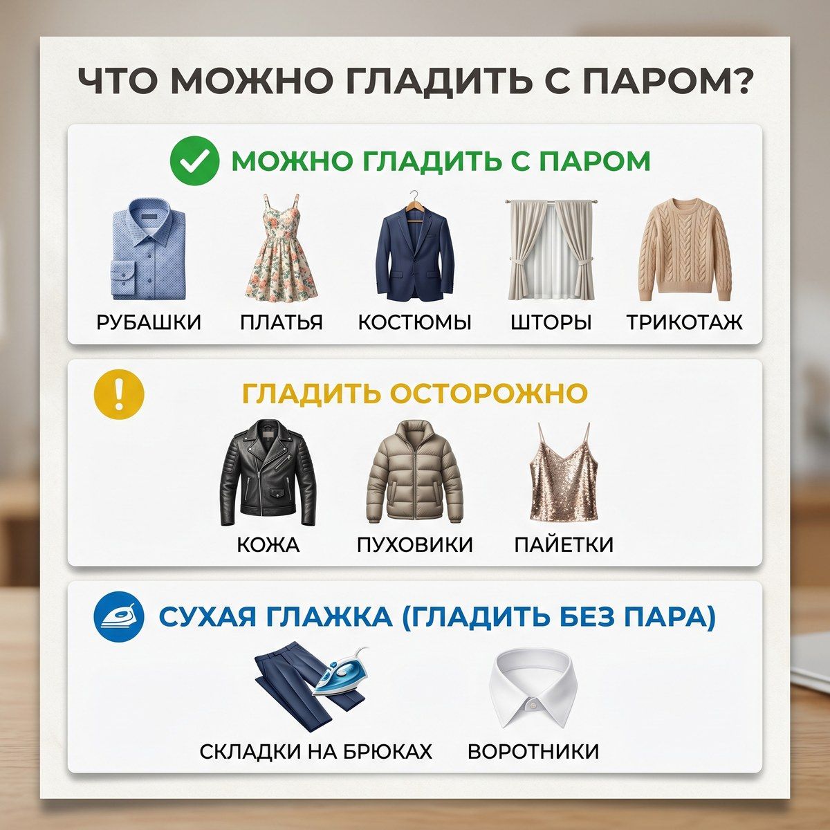 памятка что можно гладить отпаривателем 2 в 1