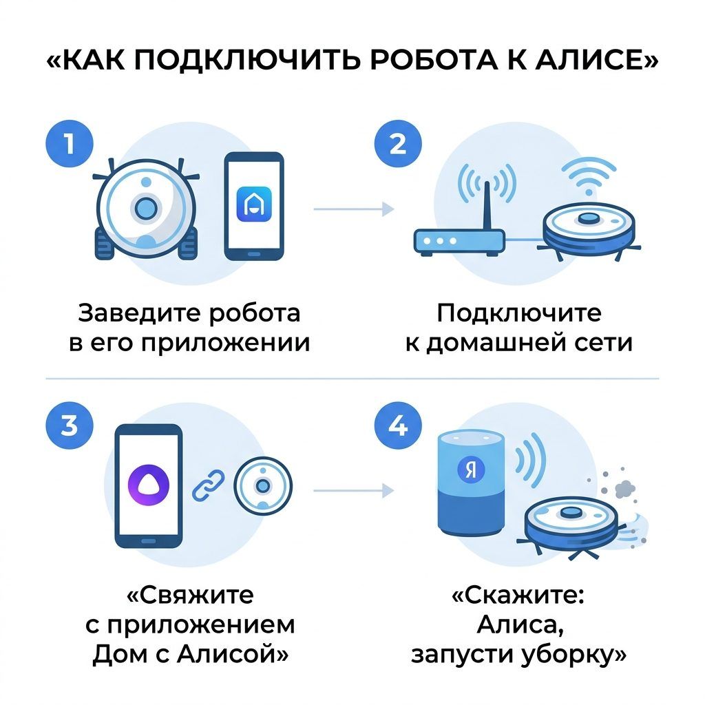 Инфографика: как подключить робот-пылесос к Алисе