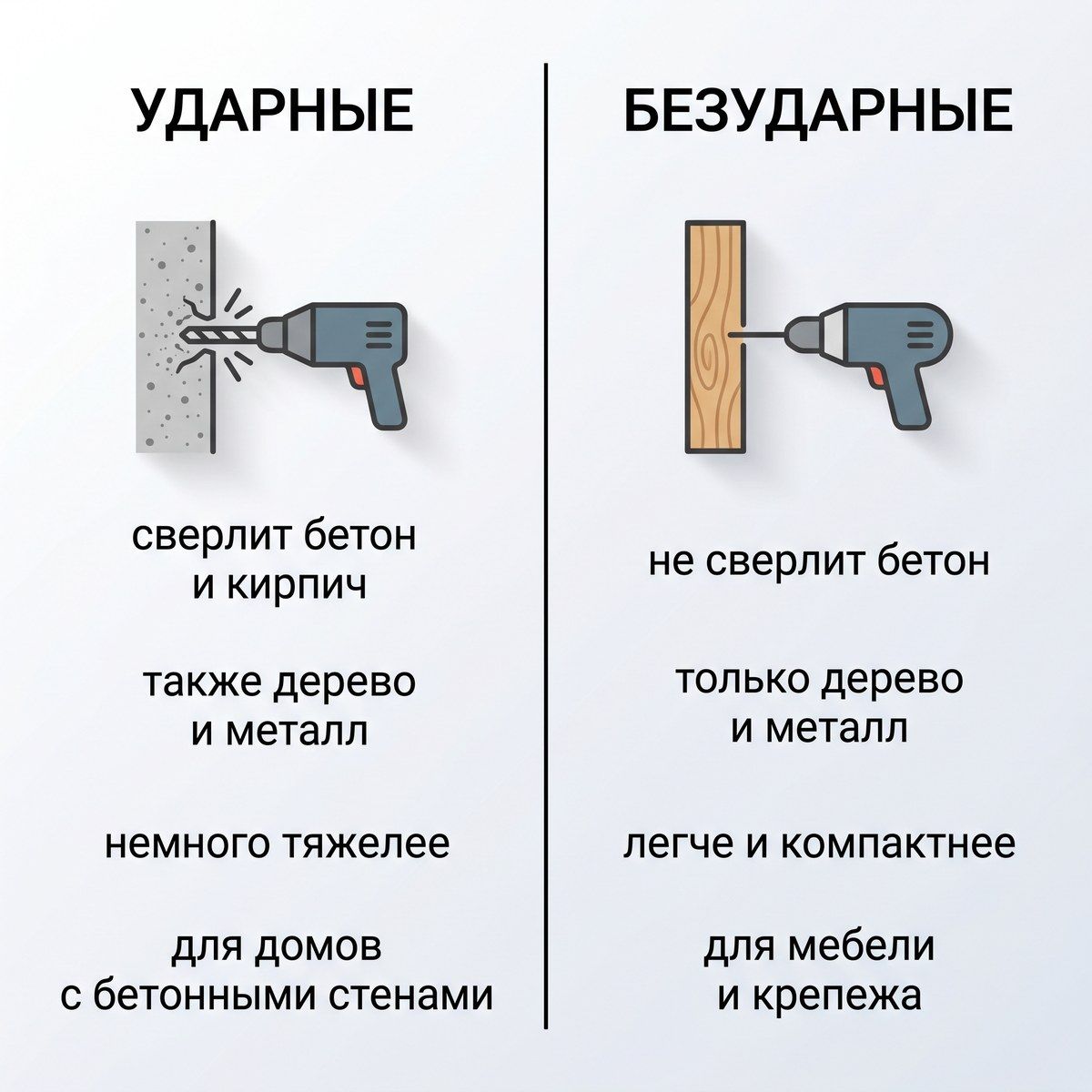 сравнение ударного и безударного шуруповёрта