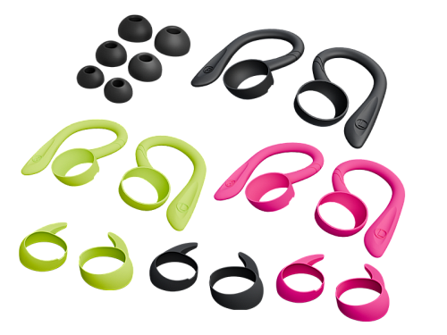 Комплект амбушюр (размеры S-M-L) + распорки (Black, Yellow, Pink) для беспроводных Bluetooth наушников CGPods Sport, Black