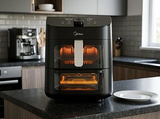 Двухзонный аэрогриль Midea MAF-CY110A на 11 литров с двумя камерами и подсветкой на столешнице