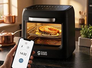 Аэрогриль CaseGuru Духовкин на кухне, управление готовкой со смартфона через приложение по Wi-Fi