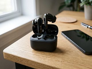 Наушники CaseGuru CGPods Air Pro с кейсом на столе