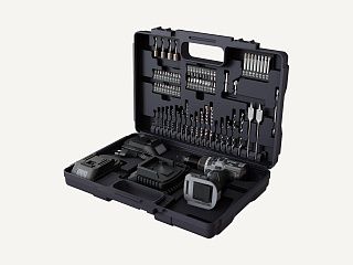 Шуруповёрт CaseGuru Шурик с двумя аккумуляторами и набором насадок, уложенный в кейс для хранения