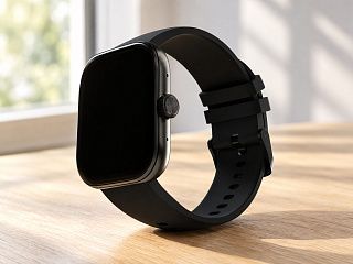 Умные часы CaseGuru CGWatch Sport 2 лежат на светлом столе у окна, экран тёмный