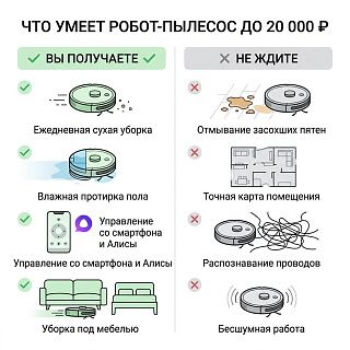 Инфографика: что умеет робот-пылесос до 20000 рублей