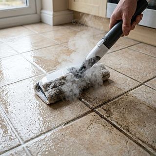 Пар отмывает швы плитки