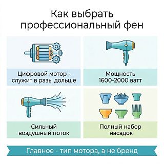 Инфографика: как выбрать профессиональный фен