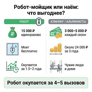 Инфографика: робот-мойщик или наём — что выгоднее