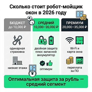 Инфографика: ценовые сегменты роботов-мойщиков окон