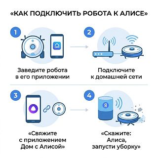 Инфографика: как подключить робот-пылесос к Алисе