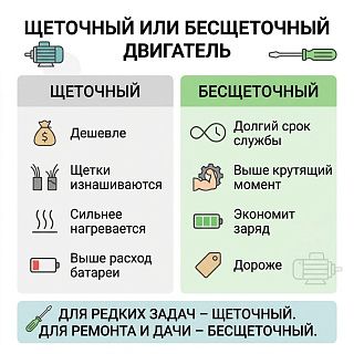 Инфографика: щёточный или бесщёточный мотор — в чём разница