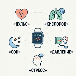 Датчики здоровья смарт-часов: пульс, кислород, давление, стресс, сон