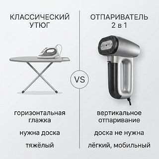 сравнение классического утюга и отпаривателя 2 в 1