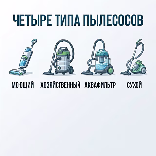 Четыре типа пылесосов Karcher — инфографика