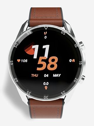 CGWatch Classic от CaseGuru на коричневом ремешке: 11:58, четверг и пульс 106